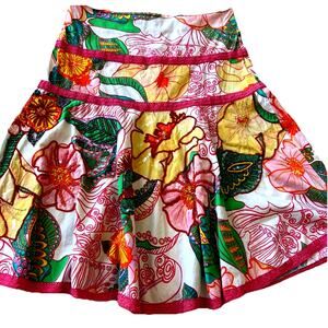 VTG Dolce Apparel Beaded Embroidered Skirt Midi Boho Floral Fairy Resort Y2K M-L